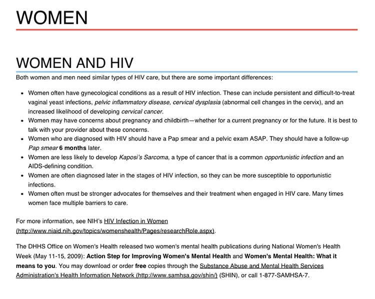 Printer friendly page of the aids.gov website
