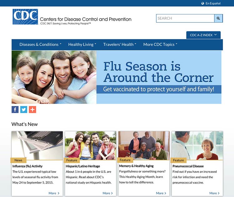 Screenshot of the cdc.gov homepage