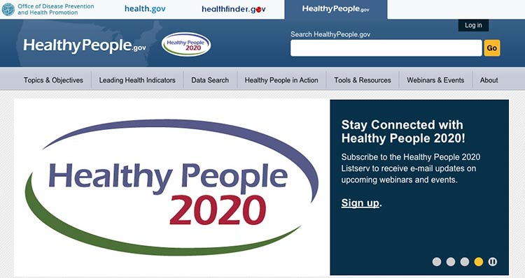 Screenshot of healthypeople.gov search bar