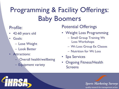 Programming and Facility Offerings: Baby Boomers