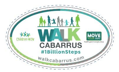 A customized Move Your Way sticker promoting the “Walk Cabarrus” #1BillionSteps Challenge.