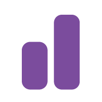 two purple bars of staggered heights, with the first one being shorter than the second